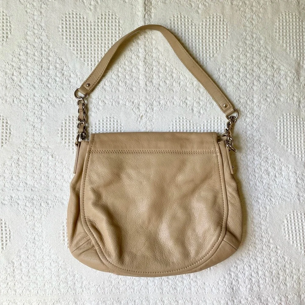 Kate Spade Purse Bag Beige Gold Pebbled Leather Cobble Hill Penny Pockets READ